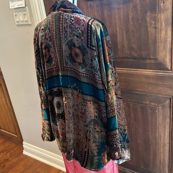 Johnny Was Velvet Multi Colored Cardigan - Picture 7 of 15
